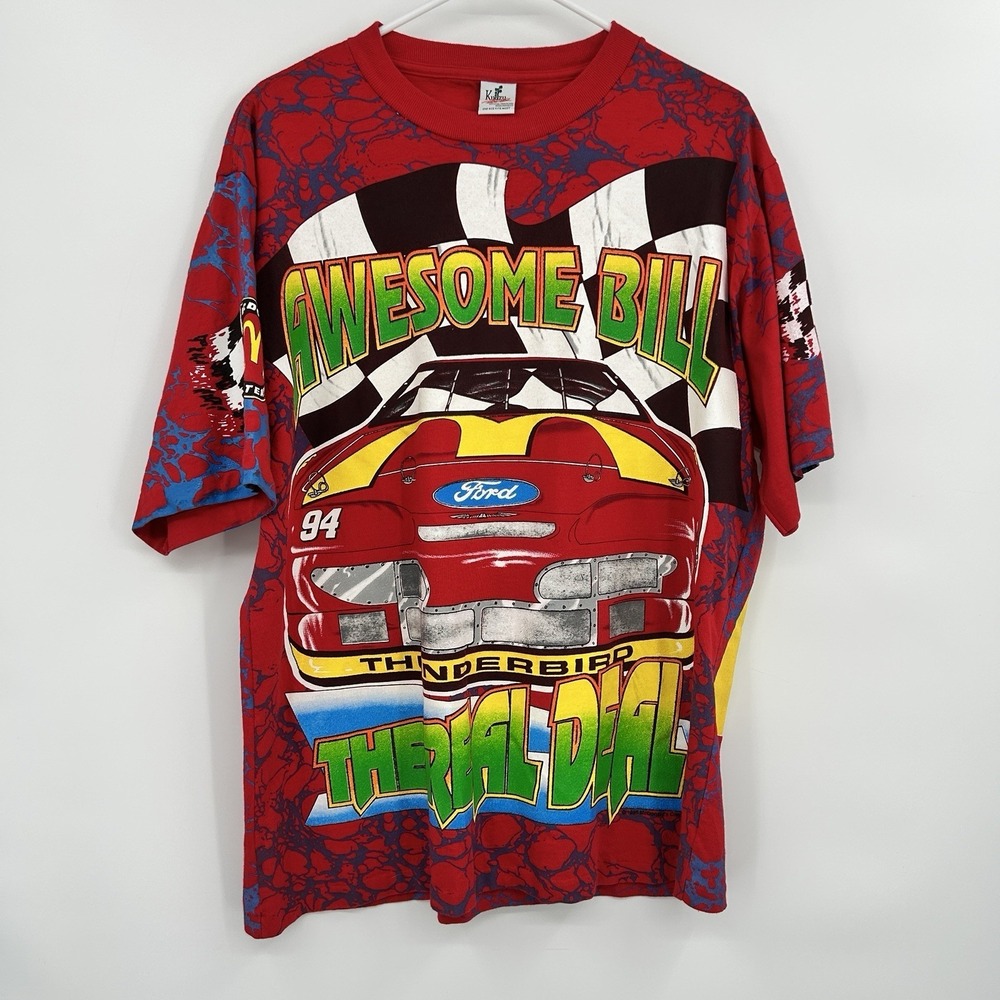 Vintage 1995 Rare Awesome Bill Elliott Nascar T‎ Shirt Sz L Kudzu All Over Print